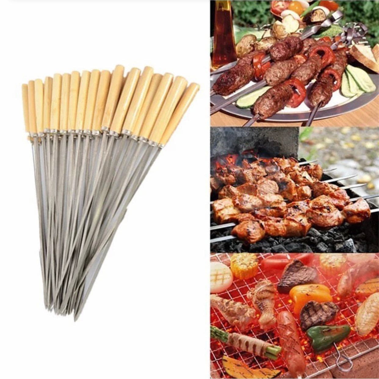 Set Of 5 Reusable BBQ Skewers, Roasting Needle Roasting Tool Brochettes Tong, Kabab Skewers Stick For Outdoor, Picnic Skewers Set Of 5 Reusable BBQ Skewers, Roasting Needle Roasting Tool Brochettes Tong, Kabab Skewers Stick For Outdoor, Picnic Skewers